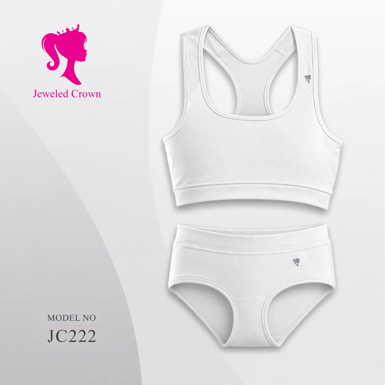 Wide strap bra set with underwear White