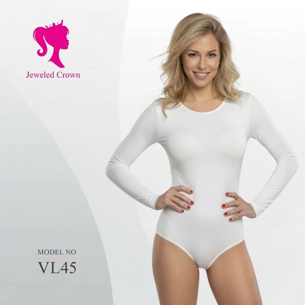 Long Sleev Leotard White