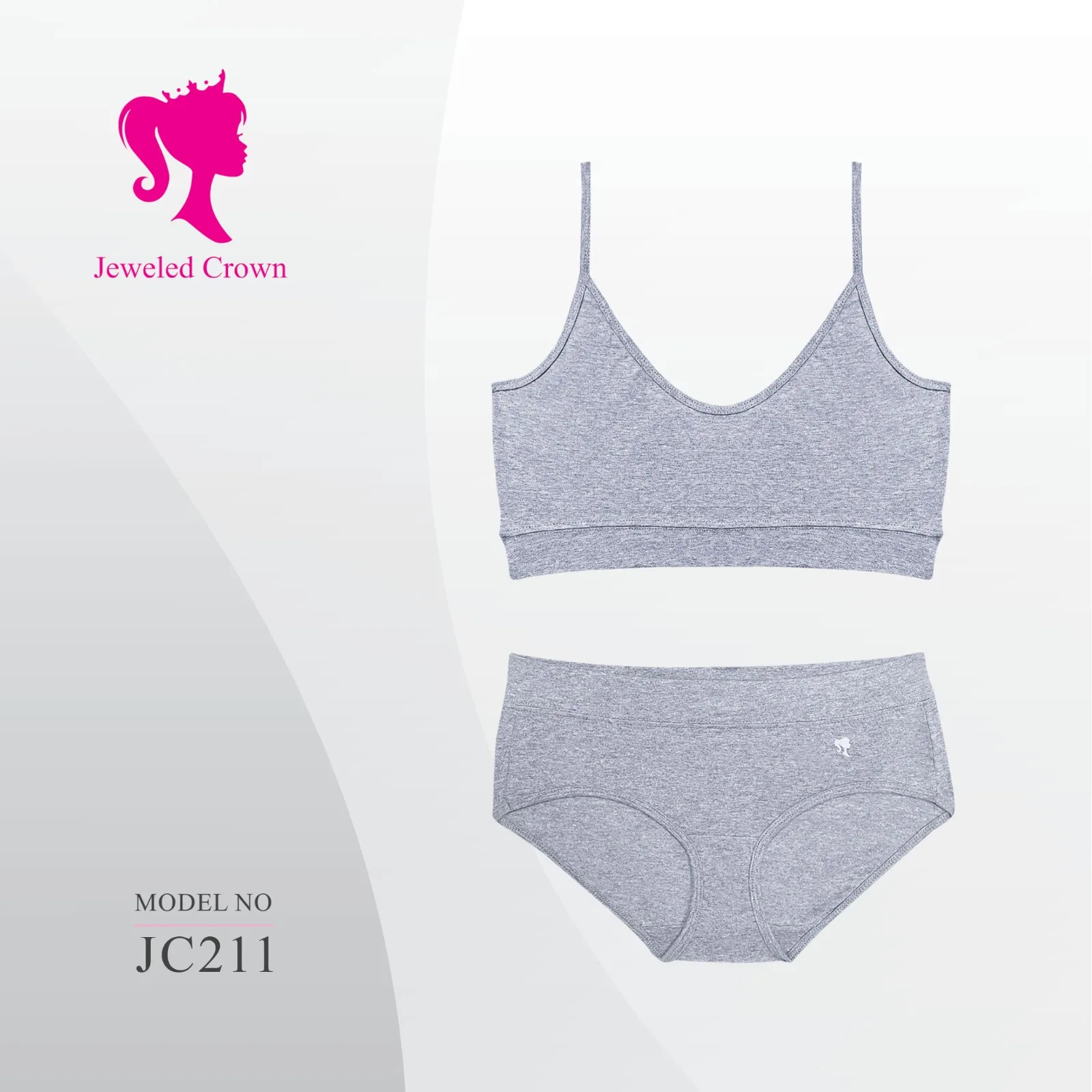 Thin bra set with underwear Grey