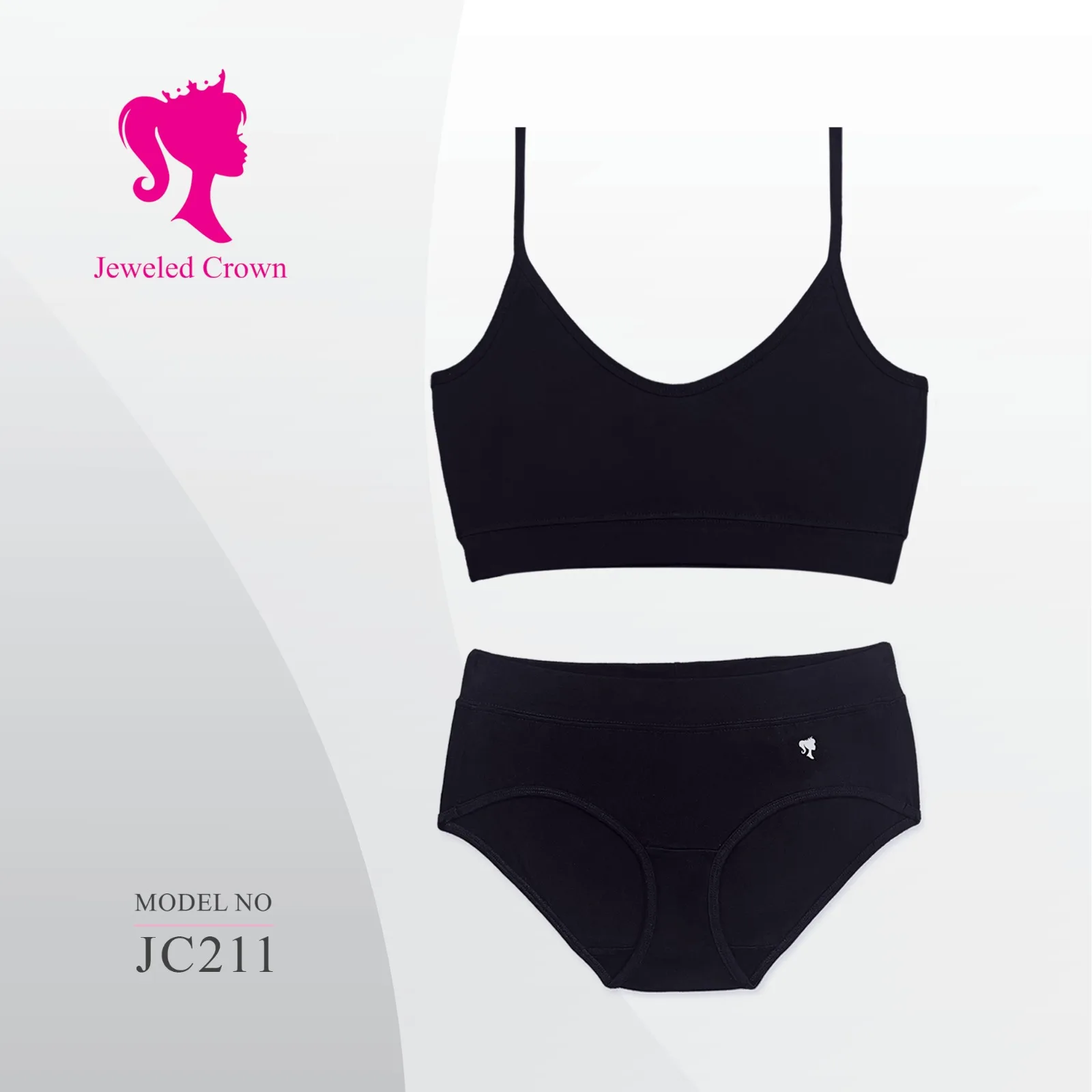 Thin bra set with underwear Black
