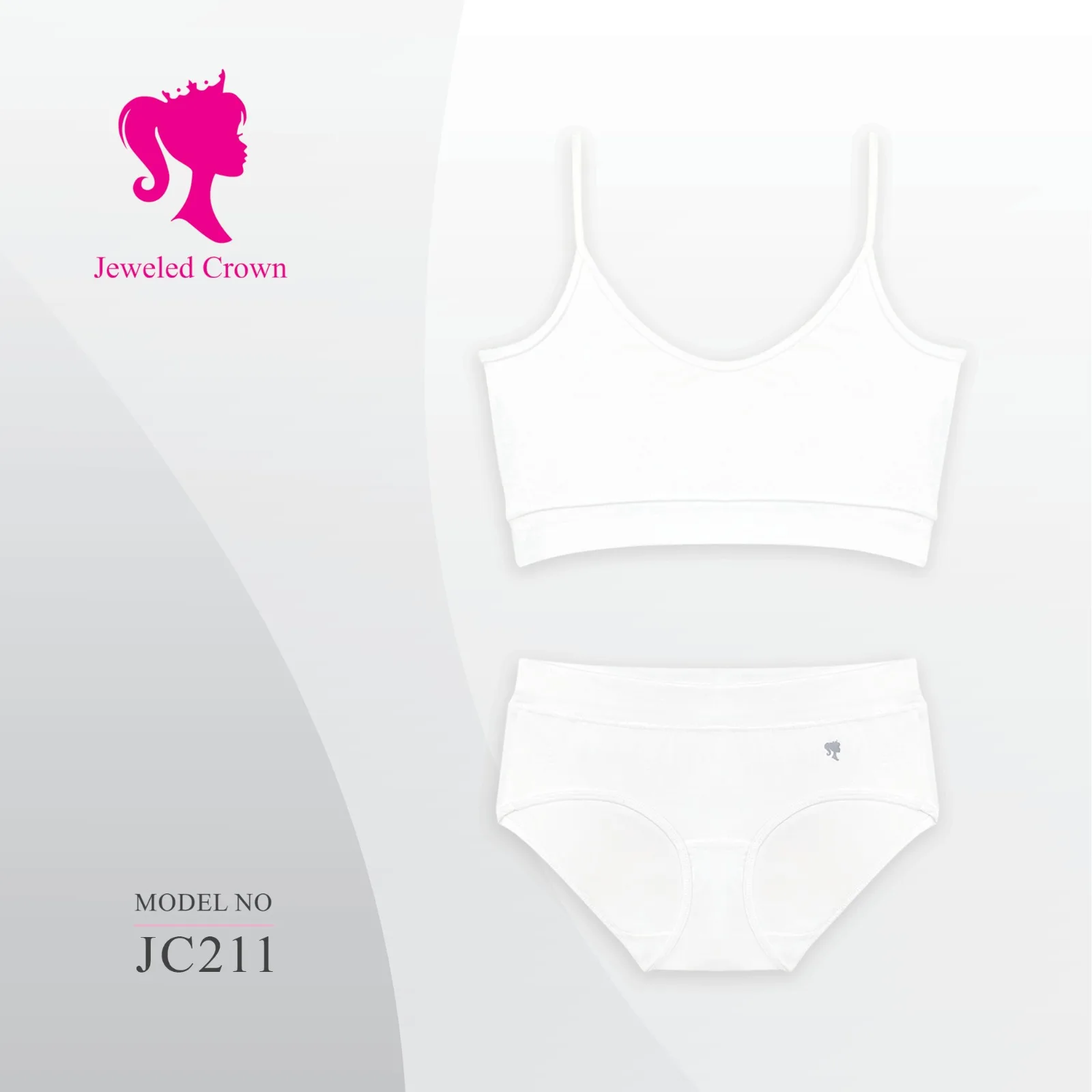 Thin bra set with underwear White