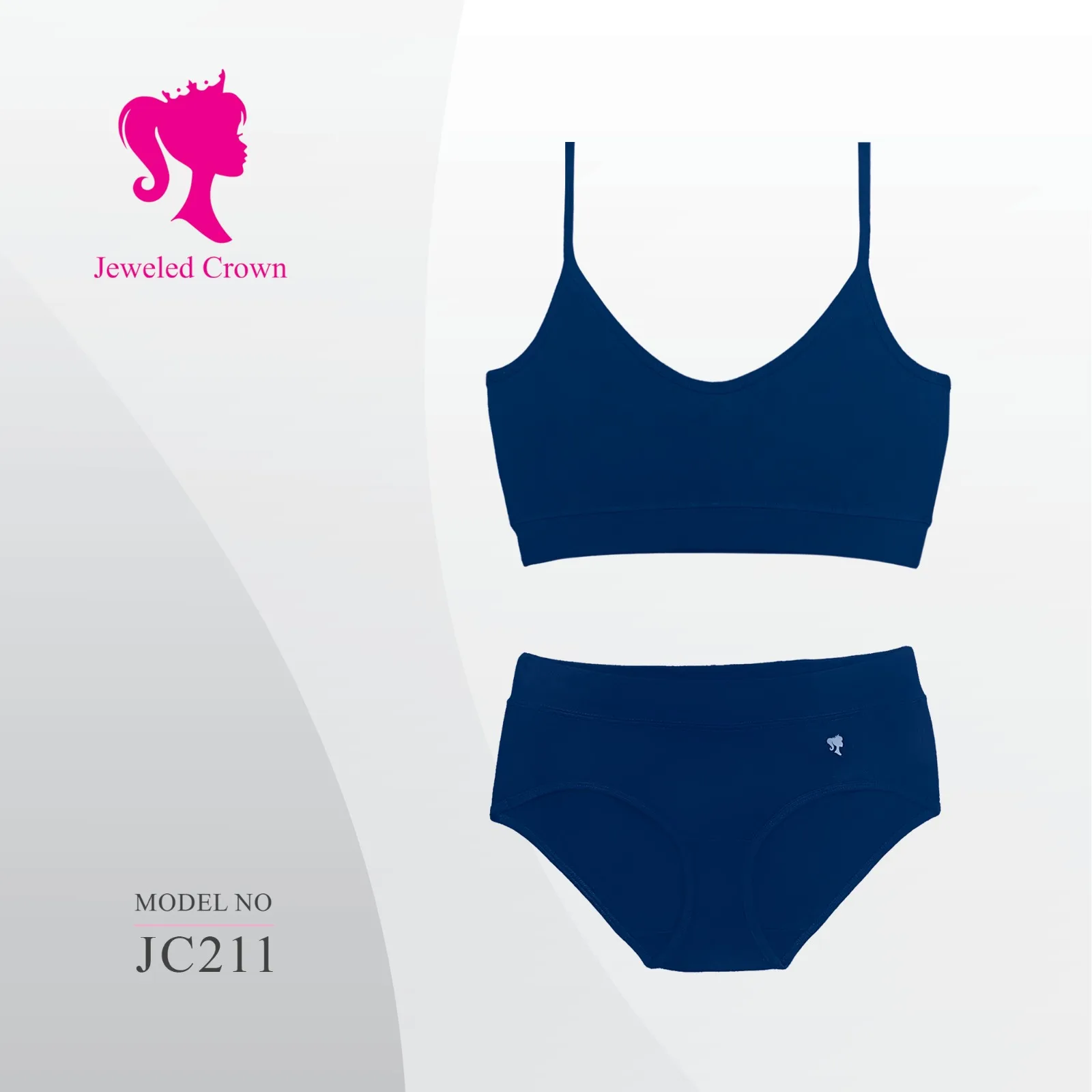 Thin bra set with underwear Navy blue